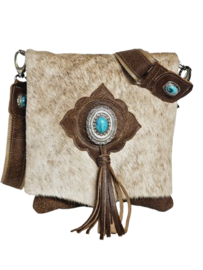 Rode Dust Koeienhuid Pooja met turquoise steen