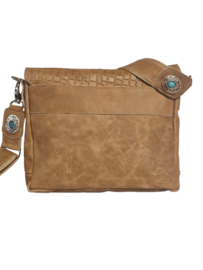 Bronco lederen Caiman tas Ganesha met turquoise steen