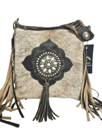 Flint Koeienhuid Dewi met franjes en Ivory stone