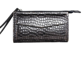 Lederen Silver/Antraciet Croco Elena Wallet