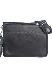 Zwart/witte Koeienhuid tas Ganesha met turquoise steen