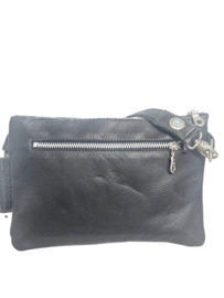 Zwart lederen Caiman tas  Nandoe met turquoise steen