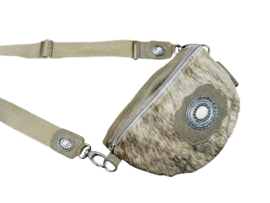 Grey Olive Koeienhuid Buidelriem met Ivory steen