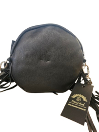 Zwart/Witte Koeienhuid tas Chakra met turquoise steen