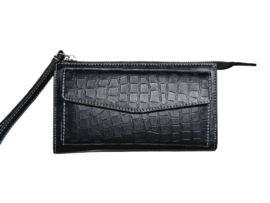 Lederen zwarte Caiman Elena Wallet