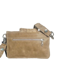 Flagstone Koeienhuid Shiva double bag met turquoise steen