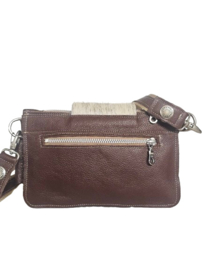 Halstone Koeienhuid Shiva double bag met Ivory steen