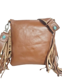 Akaora Koeienhuid Dewi met franjes en turquoise steen