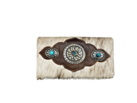 Martini Koeienhuid portemonnee London met turquoise steen
