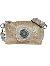 Crazy Golden Cow Shiva double bag met turquoise steen