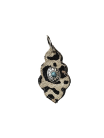 Sleutelhanger Leopard Koeienhuid met turquoise steen