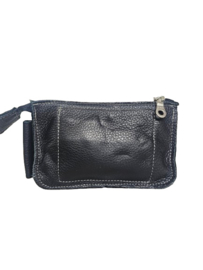 Zwart lederen caiman portemonneetje Bombay met turquoise steen