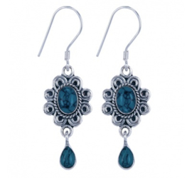 Oorhangers 925 zilver Turkoois Cosmo
