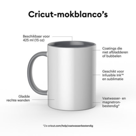 Cricut Beveled Ceramic Mug Blank White/Grey 425m