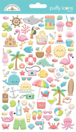 Seaside Summer Puffy Icons Stickers