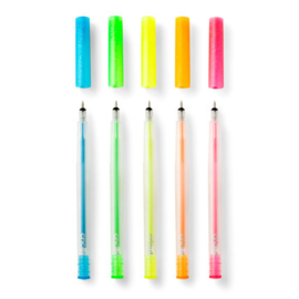 Glitter Gel Pens 0.8 Neon Pink/Orange/Yellow/Green/Blue (5pcs)