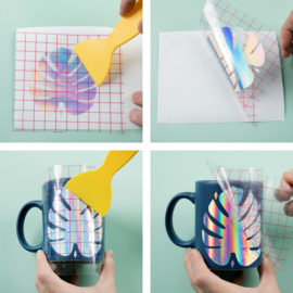 LOKLIK PERMANENT ADHESIVE VINYL HOLOGRAPHIC - AQUA BLUE - 30.5 X 90 CM