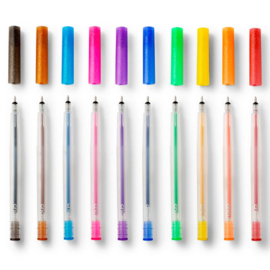 Glitter Gel Pens 0.8 Rainbow + Pink/Brown/Black (10pcs)