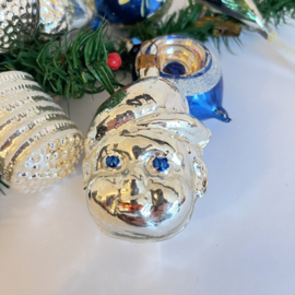 Set vintage Zilver blauwe kerstballen