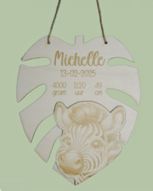 Houten Geboortebord Zebra