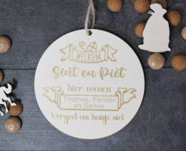 Houten bord Welkom Sint & Piet vergeet mijn - ons huisje niet