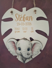 Houten Geboortebord Olifant