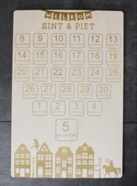 Sinterklaas houten aftelkalender + stickervel Welkome Sint & Piet