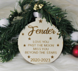 *Sterrenlijn* Houten ornament Love you past the moon, miss you....