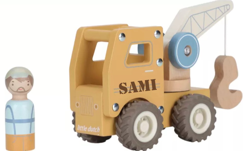 Little Dutch houten Kraanwagen met of zonder naam