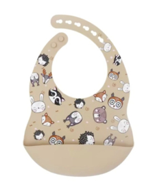 Siliconen slab & bestek Bosdieren creme met of zonder naam