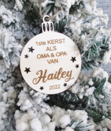 Houten ornament 1ste kerst als Oma & Opa