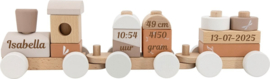 Label Label Blokkentrein Nougat met of zonder geboortegegevens