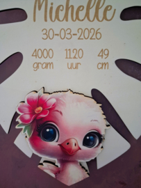 Houten Geboortebord Flamingo