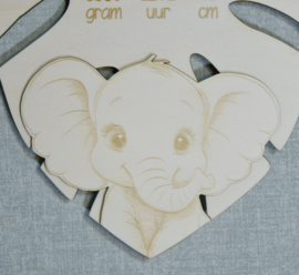 Houten Geboortebord Olifant