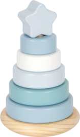 Small Foot Tuimelringpiramide Pastel Blauw met of zonder geboortegegevens