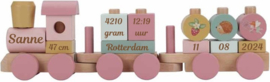 Little Dutch houten Blokkentrein Roze met of zonder geboortegegevens