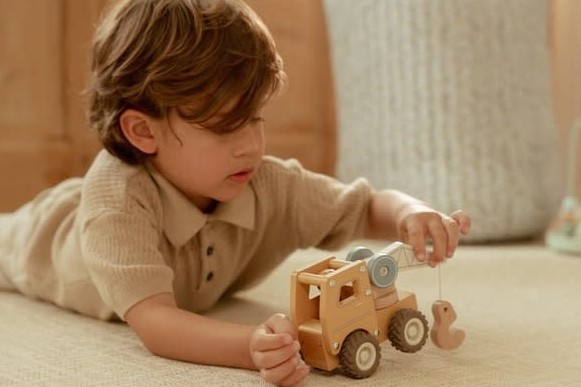 Little Dutch houten Kraanwagen met of zonder naam