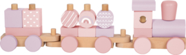 Small Foot houten Blokkentrein Roze met of zonder geboortegegevens