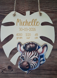 Houten Geboortebord Zebra