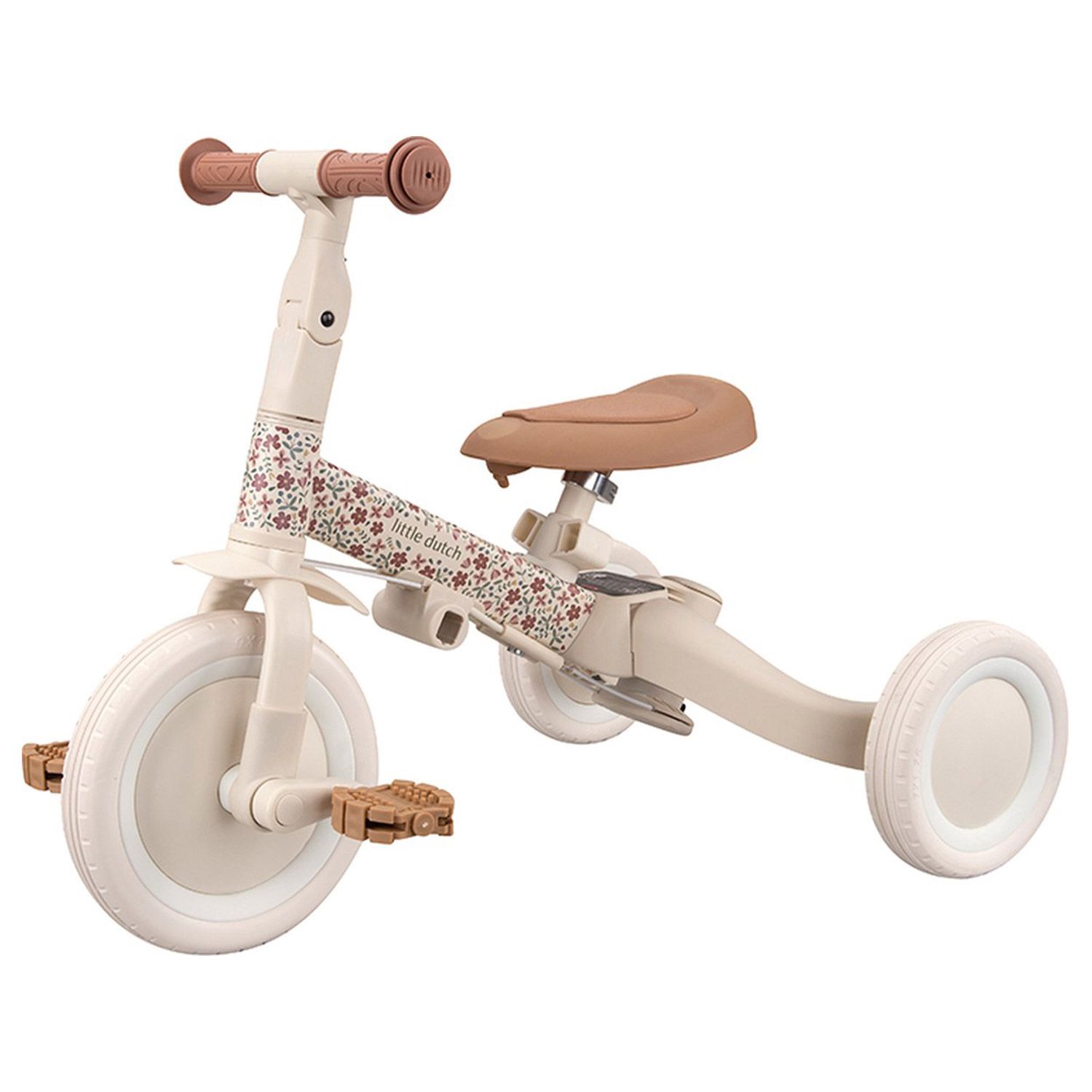 Little Dutch 4 in 1 Driewieler met Duwstang Sunny Flower + GRATIS Naam