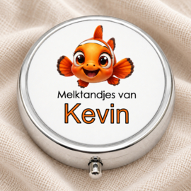 Verzilverd Tandendoosje Clownvis met Naam