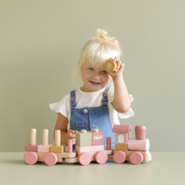 Little Dutch houten Blokkentrein Roze met of zonder geboortegegevens