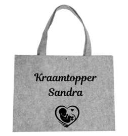 Vilten Tas Kraamtopper voorzien van Naam