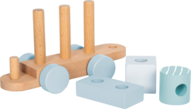 Small Foot houten Blokkentrein Pastel Blauw met of zonder geboortegegevens