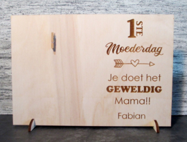 Houten bordje 1ste Moederdag