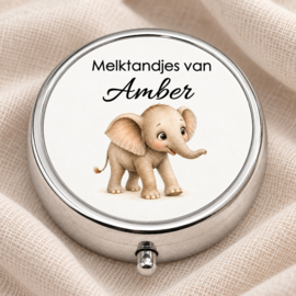 Verzilverd Tandendoosje Olifant met Naam