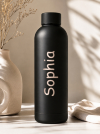 Drinkfles Rvs Zwart 500 ml met naam