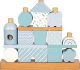 Small Foot Stapelhuisje Pastel Blauw met of zonder Geboortegegevens