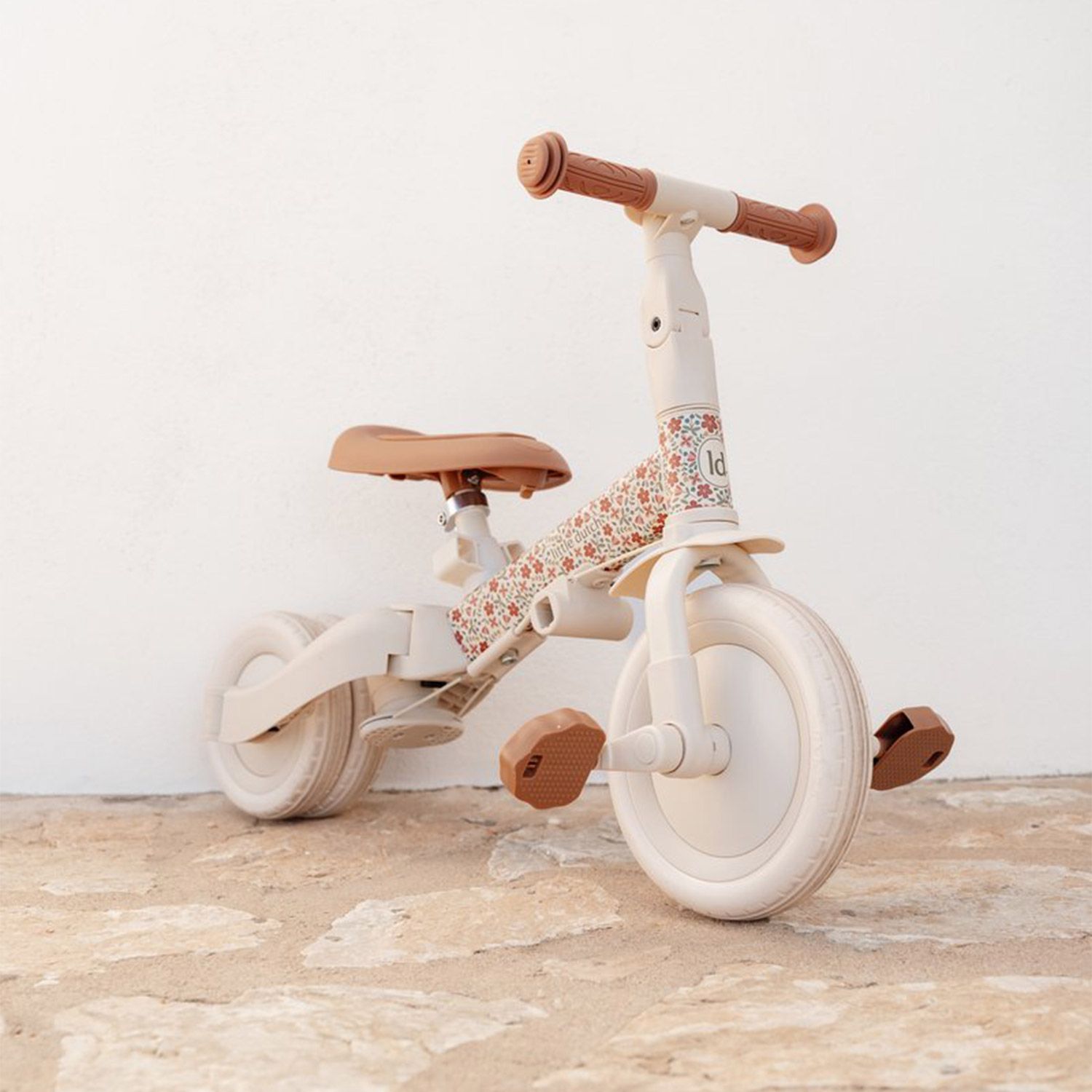 Little Dutch 4 in 1 Driewieler met Duwstang Sunny Flower + GRATIS Naam