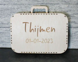 Houten speelkoffer XL met of zonder naam & geboortedatum